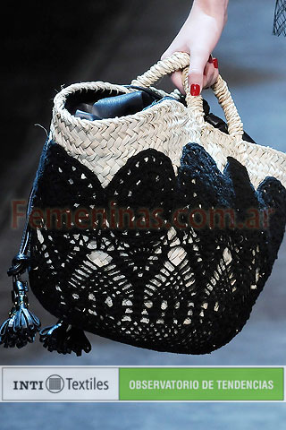 Bolso tejido combinado negro nude Dolce & Gabbana